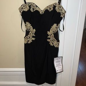 Mini Dress - Black/Gold w/Rhinestones size 5/6